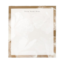 Dreamy beige and White Floral Personalized Notepad Anteckningsblock