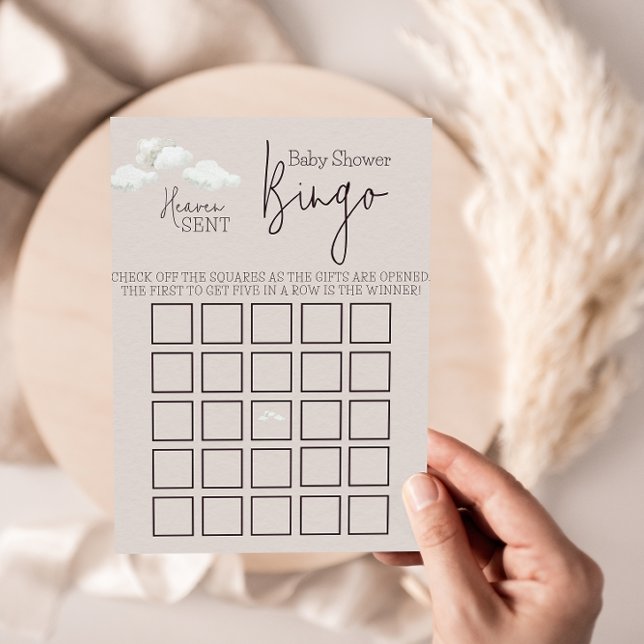 Dreamy Beige Heaven Sent Gender Reveal Bingo Game (Skapare uppladdad)