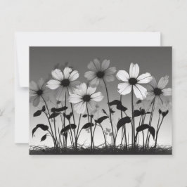 Dreamy Black and White Blommigt Shadows Vykort
