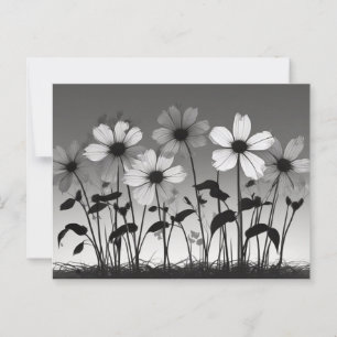 Dreamy Black and White Blommigt Shadows Vykort