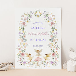 Dreamy Blommigt Fairy First Birthday Välkommen Poster