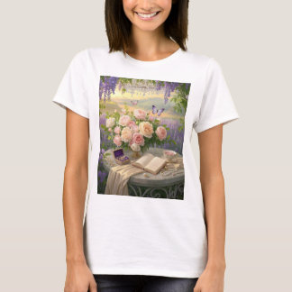 Dreamy Blommigt fristad, blått gyllene timsljus T Shirt