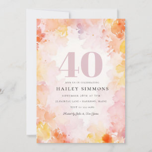 Dreamy Blommigt Pastel 40:e födelsedagen Party Inbjudningar