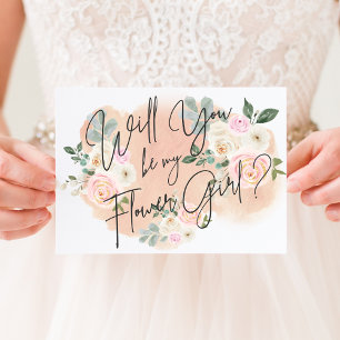 Dreamy Blommigt V2 Flower Girl Card Inbjudningar