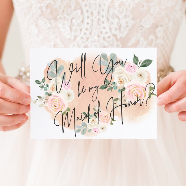 Dreamy Blommigt V2 Maid of honor-kort Inbjudningar (Skapare uppladdad)