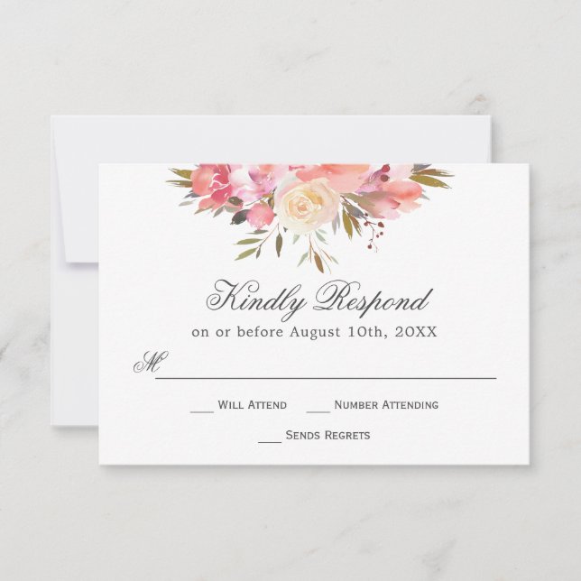 Dreamy Blommigt Watercolor Bouquet OSA Kort (Framsida)