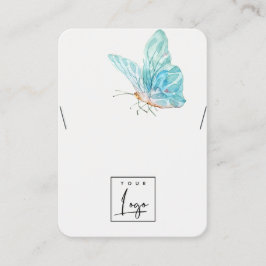 Dreamy Blue Aqua Butterfly Logotyp Necklace Visnin Visitkort