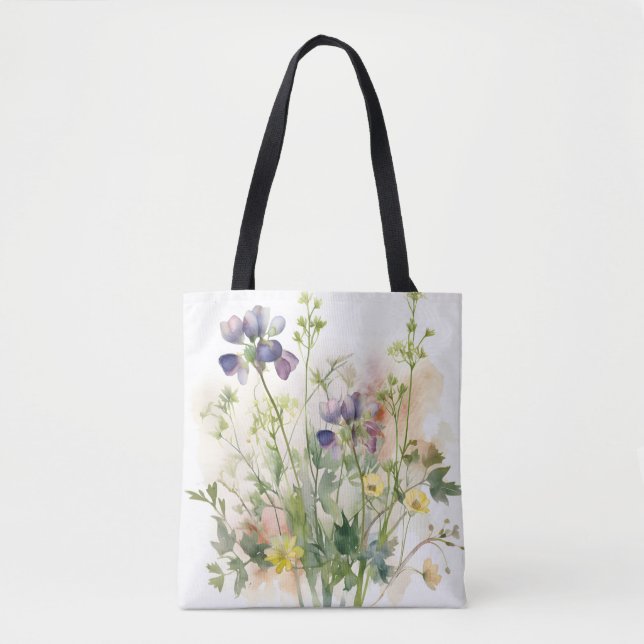Dreamy Blue Blommars Tote Bag Touch från Romantik Tygkasse (Framsida)