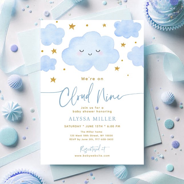 Dreamy Blue Cloud Nine Baby Shower Inbjudningar (Skapare uppladdad)