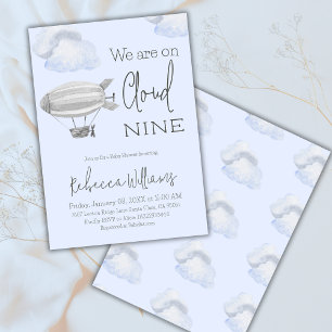 Dreamy Blue Cloud Nine Himlar Thworthy Boy Shower Inbjudningar