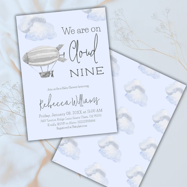 Dreamy Blue Cloud Nine Himlar Thworthy Boy Shower Inbjudningar (Skapare uppladdad)