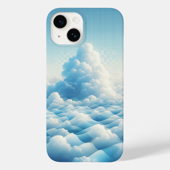 Dreamy Blue Clouds Phone Case - Surreal Sky Grid  (Baksida)