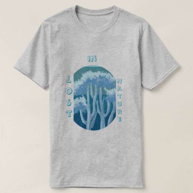 Dreamy Blue Forest – Aesthetic Nature Illustration T Shirt (Design framsida)