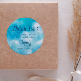 Dreamy Blue Heaven Sent Baby Shower Runt Klistermärke