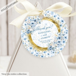 Dreamy Bohemian Light Blue Guld Bröllop Gift Märkr Gåvor Etiketter
