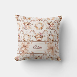 Dreamy Boho Highland Cow Nursery Dekorativ kudde