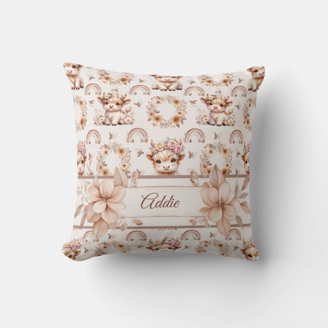 Dreamy Boho Highland Cow Nursery Dekorativ kudde (Framsida)