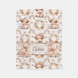 Dreamy Boho Highland Cow Nursery Fleecefilt