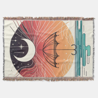 Dreamy Boho Måne & Starry Rain Mysigt Filt
