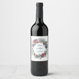 Dreamy Bouquet Watercolor Vin-etikett Vinflaska Etikett