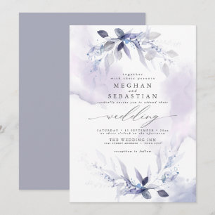 Dreamy Bröllop Watercolor Lilac Inbjudningar