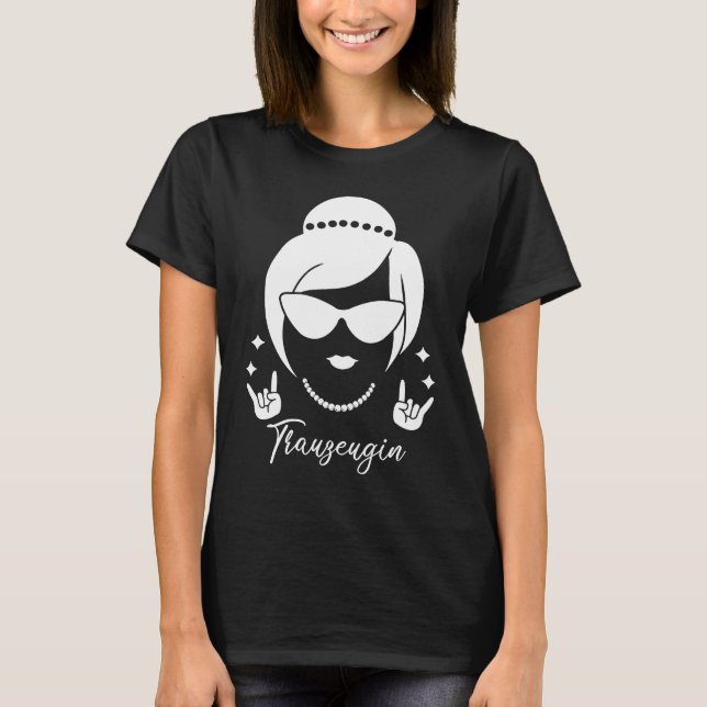 Dreamy Brudens sida Alcohol Bröllop Motif T Shirt (Framsida)