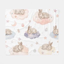 Dreamy Bunny Clouds Baby Blanket | Sleeping Bunny Fleecefilt