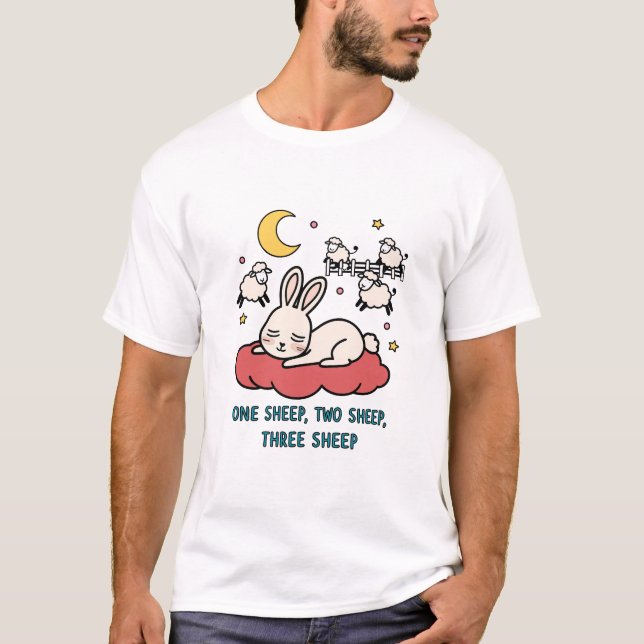 Dreamy Bunny Counting Sheep T-Shirt (Framsida)
