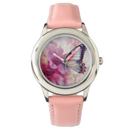 Dreamy Butterfly med Rosa Flowers Armbandsur