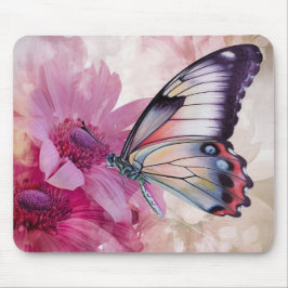 Dreamy Butterfly med Rosa Flowers Musmatta
