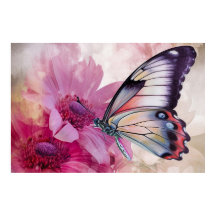 Dreamy Butterfly med Rosa Flowers