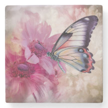 Dreamy Butterfly med Rosa Flowers