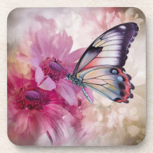 Dreamy Butterfly med Rosa Flowers