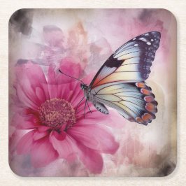 Dreamy Butterfly på Blommigten Canvas Underlägg Papper Kvadrat