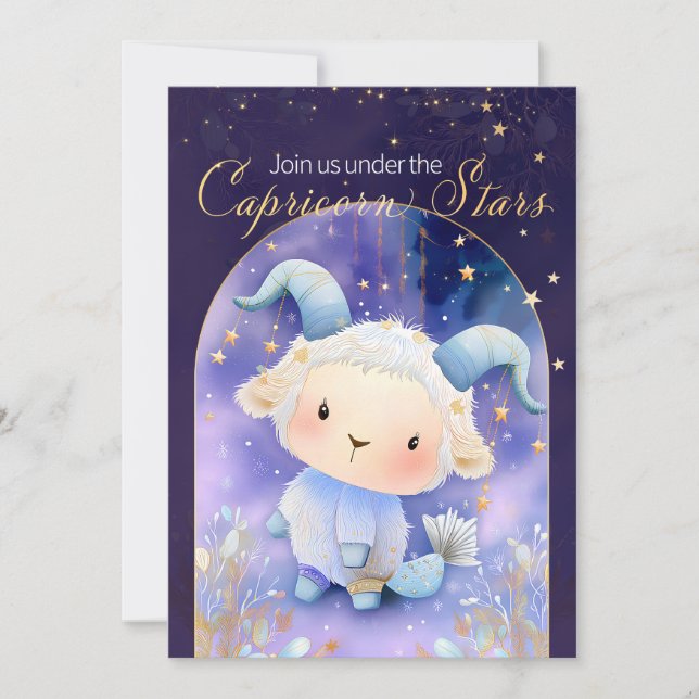 Dreamy Capricorn Starry Night Birthday Inbjudningar (Framsida)