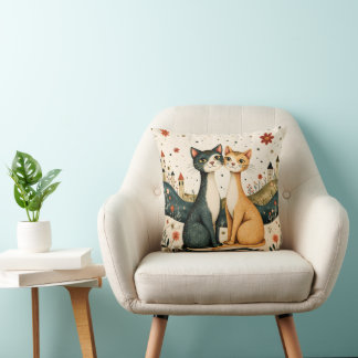 Dreamy Cats Throw Pillow Kudde