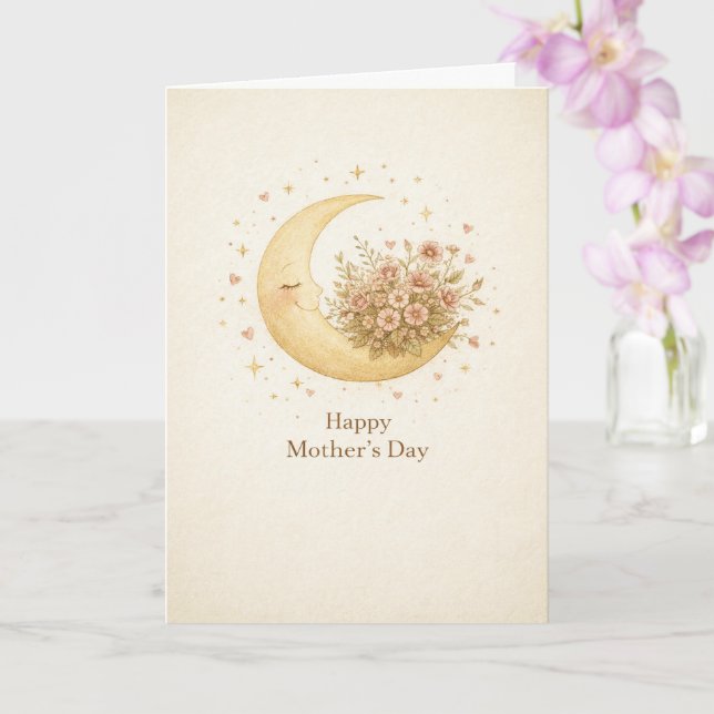 Dreamy Celestial Moon Mother’s Day Card Kort (Orkide)