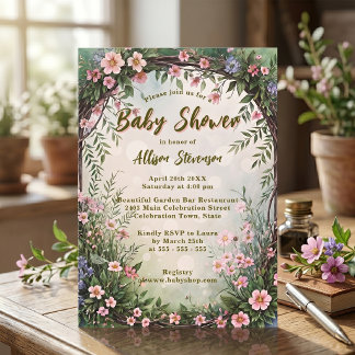 Dreamy Charming Spring Garden Party Baby Shower Inbjudningar