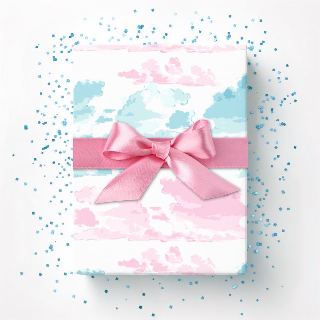 Dreamy Cloud Bands in Pink and Aqua Presentpapper (Skapare uppladdad)