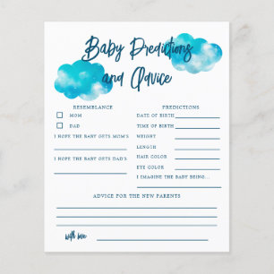Dreamy Cloud Boy Baby Predications & Advice Card