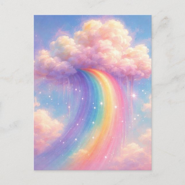 Dreamy Cloud Rainbow - Pastel Painting Style Vykort (Framsida)