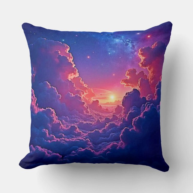 Dreamy Clouds: Celestial Sunset Magic Art Kudde (Framsida)