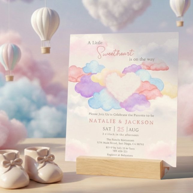 Dreamy Clouds Little Baby Coed Baby Shower Inbjudningar (Dreamy Clouds Little Sweetheart Coed Baby Shower Invitation)