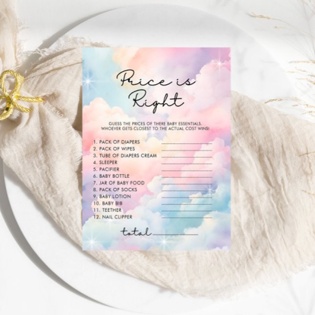 Dreamy Clouds Pris är Höger Baby Shower Game (Skapare uppladdad)