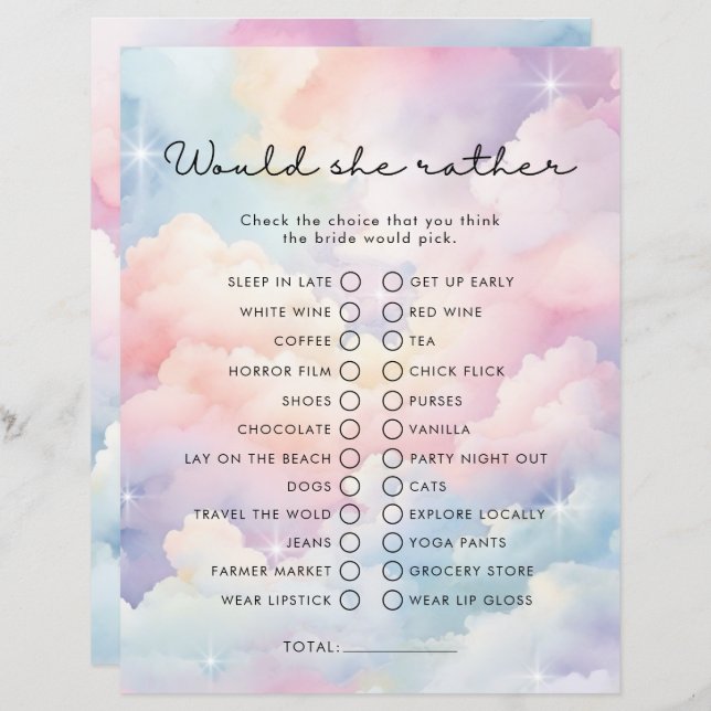 Dreamy Clouds skulle hellre Möhippa Game (Fram/baksida)