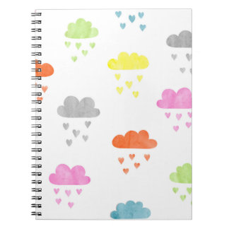 Dreamy Clouds: Vattenfärgshjärtregn Anteckningsbok