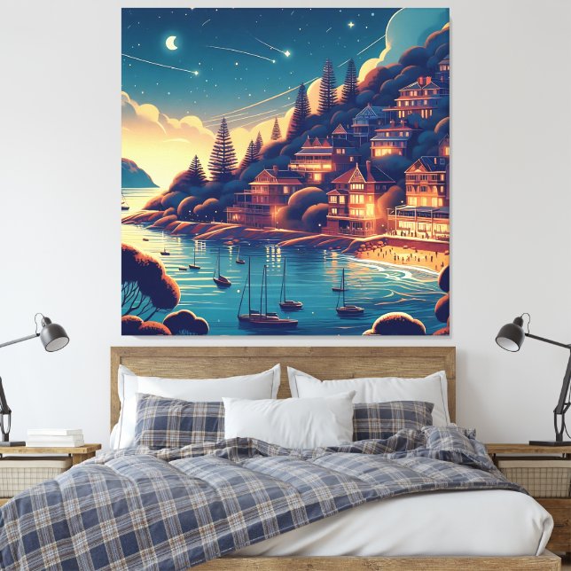 Dreamy Coastal Night Canvastryck (Insitu (sovrum))