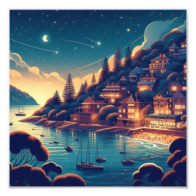 Dreamy Coastal Night Fototryck (Framsidan)