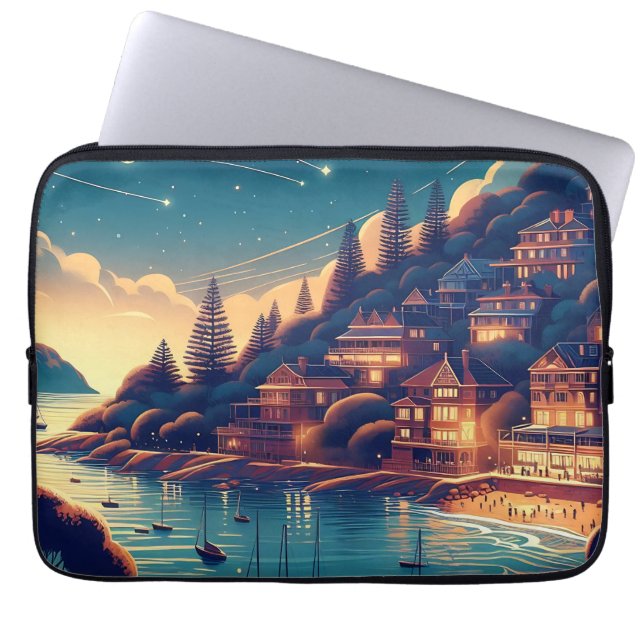 Dreamy Coastal Night Laptop Fodral (Framsidan)