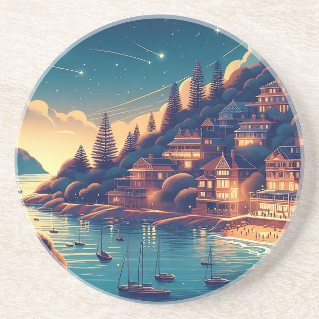 Dreamy Coastal Night Underlägg (Framsidan)